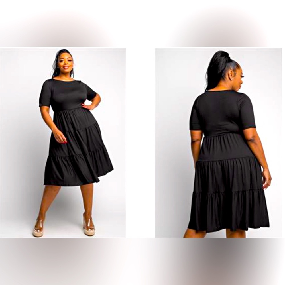 Whimsical Serene Flow Tiered Knee Length Dress